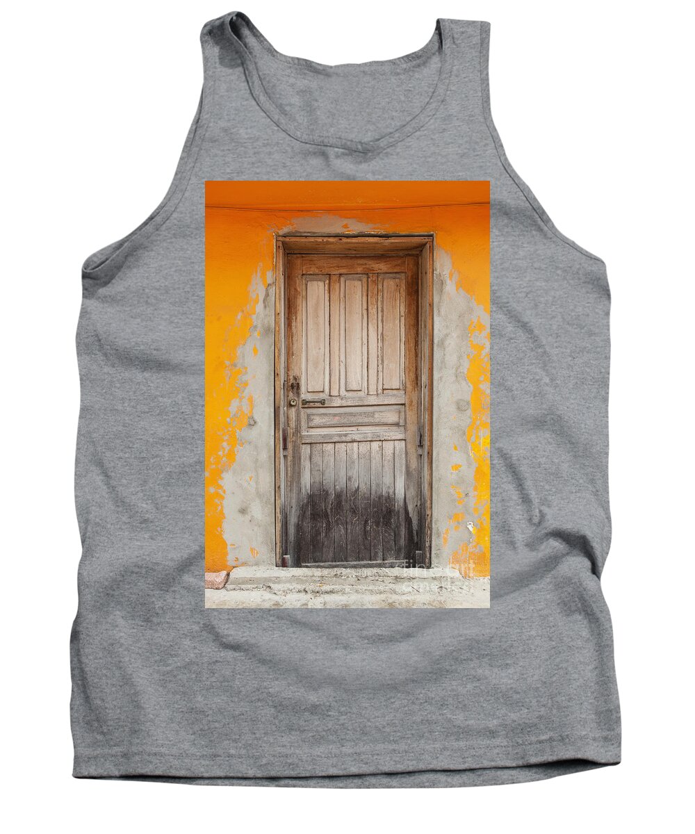 Bad Condition Tank Top featuring the photograph Brightly Colored Door And Wall by Bryan Mullennix