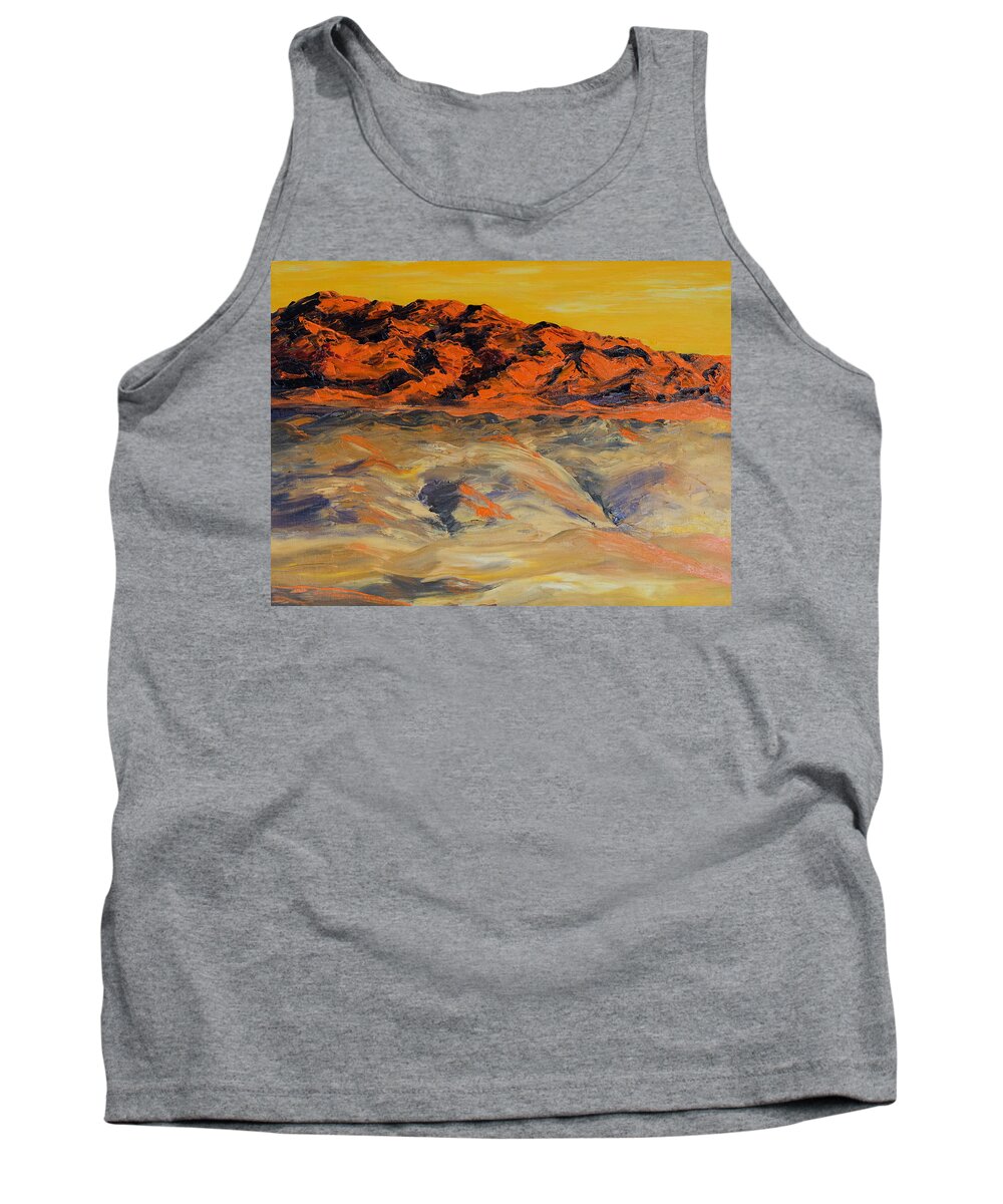 Sunlit Mountains Tank Top featuring the painting Brilliant Montana Mountains and Foothills by Cheryl Nancy Ann Gordon