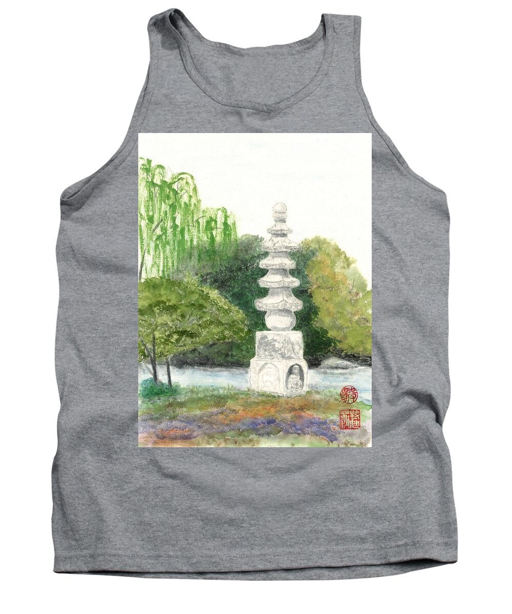 Landscape Tank Top featuring the painting Buddha Monument by Terri Harris