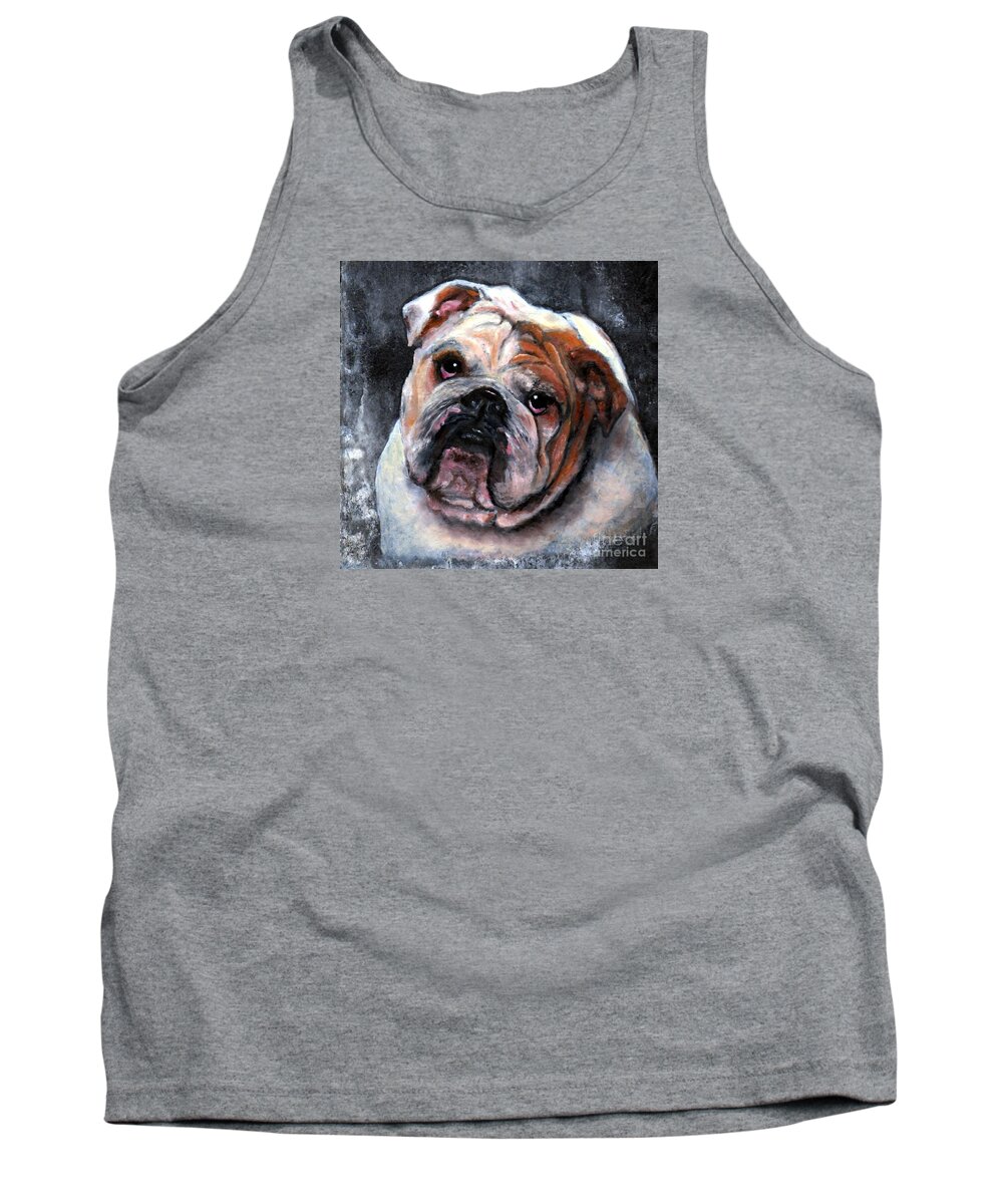 Bulldog Portrait Tank Top featuring the painting Bulldog by Wendy Ray