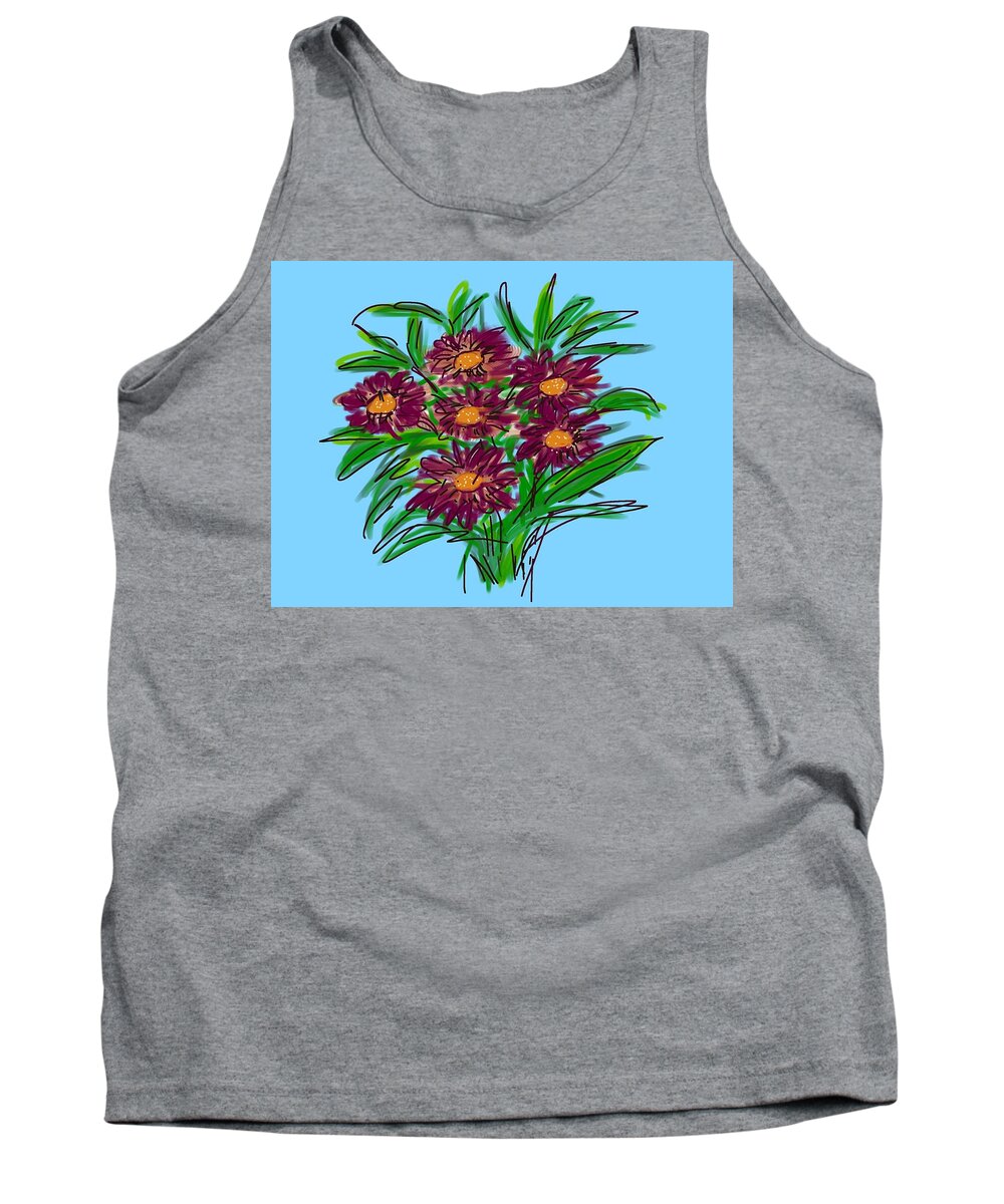 Floral Tank Top featuring the digital art Bunch of Daisies by Christine Fournier