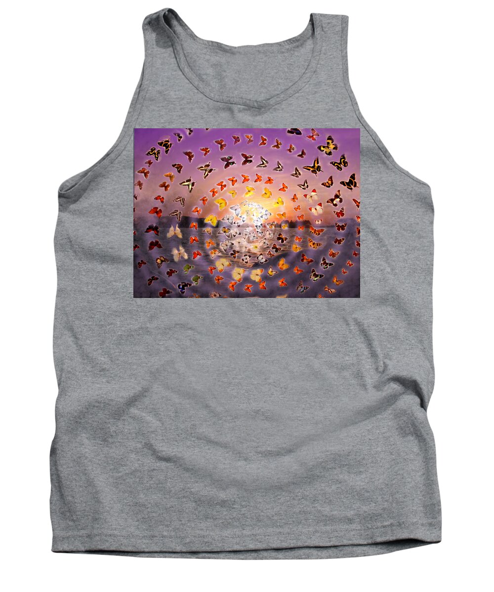 Butterfly Tank Top featuring the photograph Butterfly Sunset by Anne Cameron Cutri