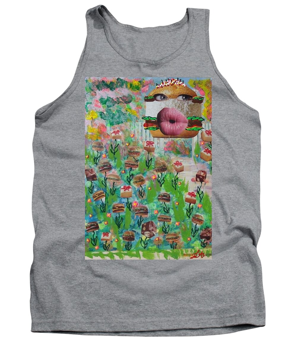 Animal Tank Top featuring the painting Cake Burger by Lisa Piper