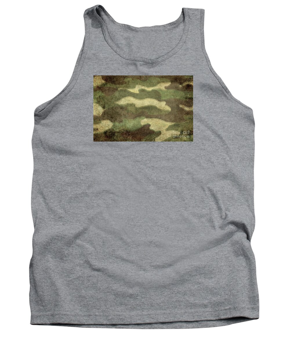 Camo Tank Top featuring the digital art Camo distressed hard version by Sterling Gold