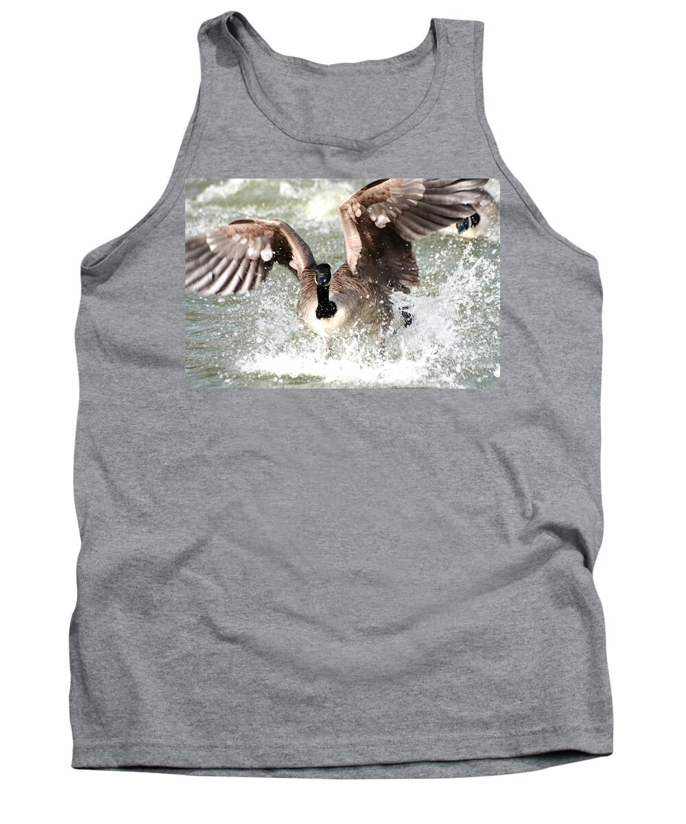 Canada Goose Tank Top featuring the photograph Canada Goose Fight by Jeremy Hayden