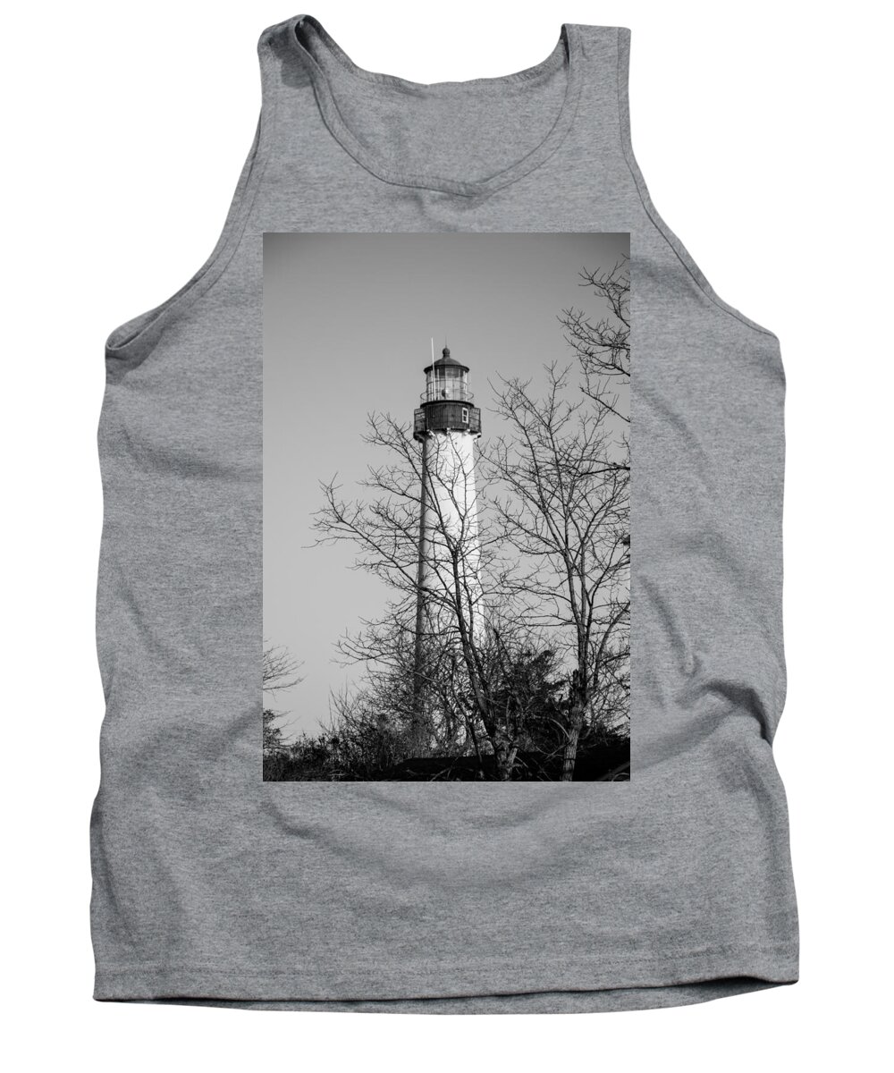 Cape May Tank Top featuring the photograph Cape May Light b/w by Jennifer Ancker