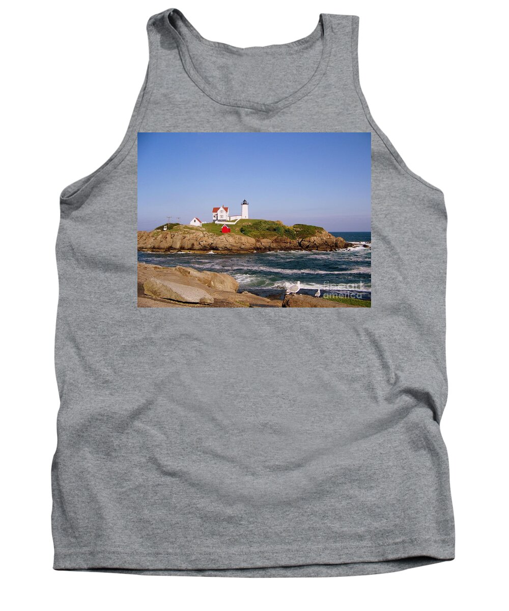 Nubble Lighthouse Tank Top featuring the photograph Maine Lighthouse by Eunice Miller