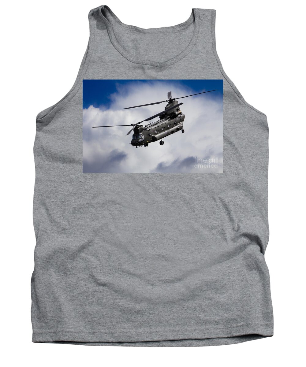 Raf Chinook Tank Top featuring the digital art CH47 Chinook by Airpower Art