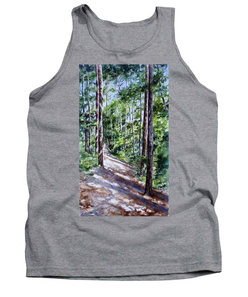 Woods Tank Top featuring the painting Cheraw Trail by Mary McCullah