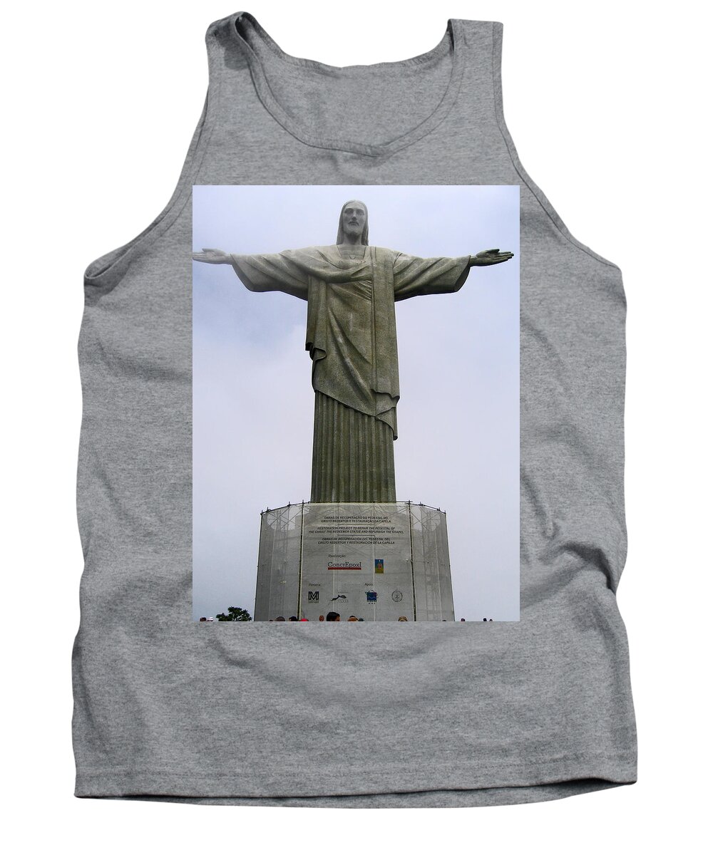 Statue Tank Top featuring the photograph Christ The Redeemer Rio #2 by Jay Milo