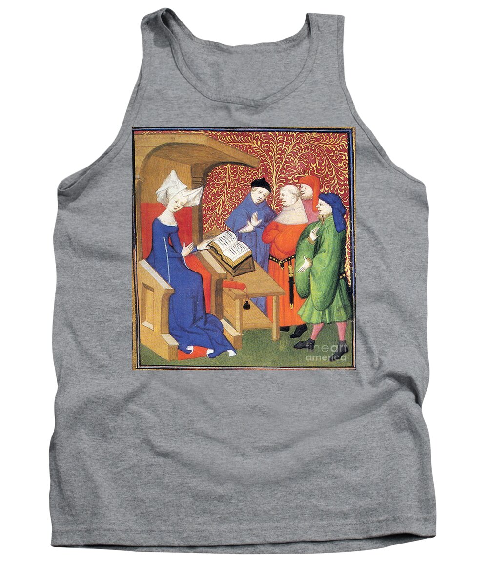 Historic Tank Top featuring the photograph Christine De Pizan Lecturing To Men by Photo Researchers