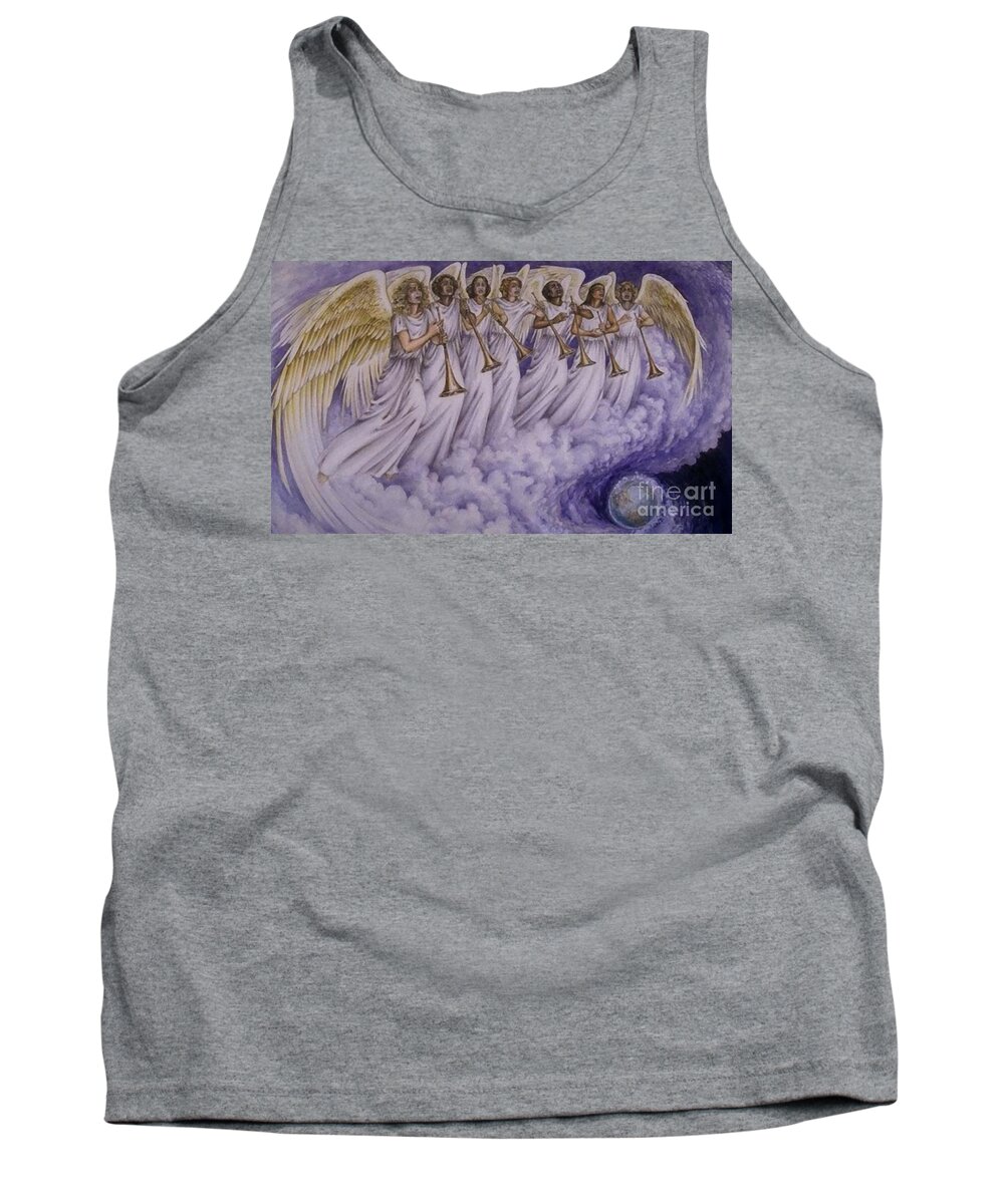 Cloud Tank Top featuring the painting Cloud of Seven Archangel by Archangelus Gallery