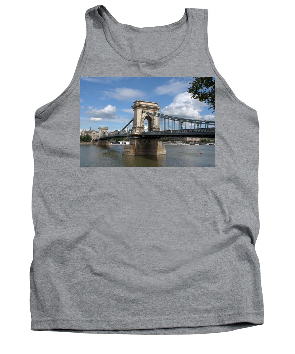 Budapest Tank Top featuring the photograph Clouds Sky Water and Bridge by Caroline Stella