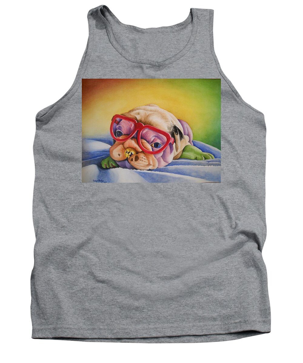 Puppy Tank Top featuring the painting Colorful Cutie by Sonya Walker