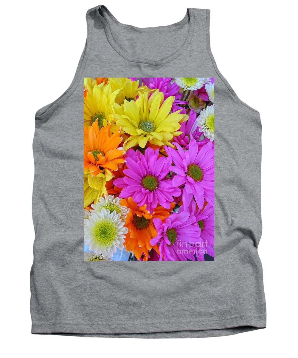 Portrait Tank Top featuring the photograph Colorful Daisies by Sami Martin