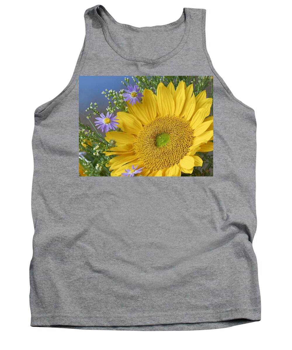 Feb0514 Tank Top featuring the photograph Common Sunflower And Asters by Tim Fitzharris