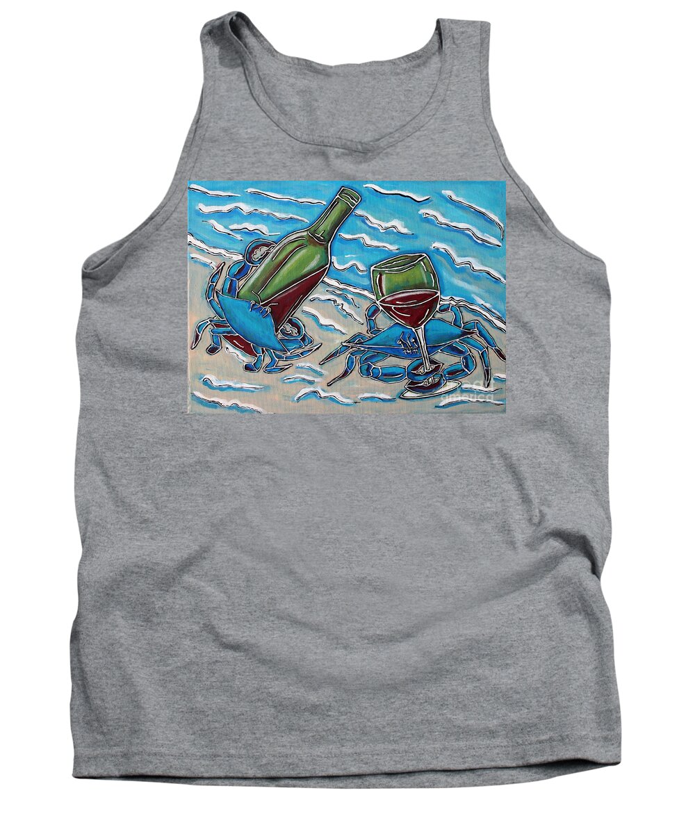 Chesapeake Tank Top featuring the painting Crab Wine Time by Cynthia Snyder