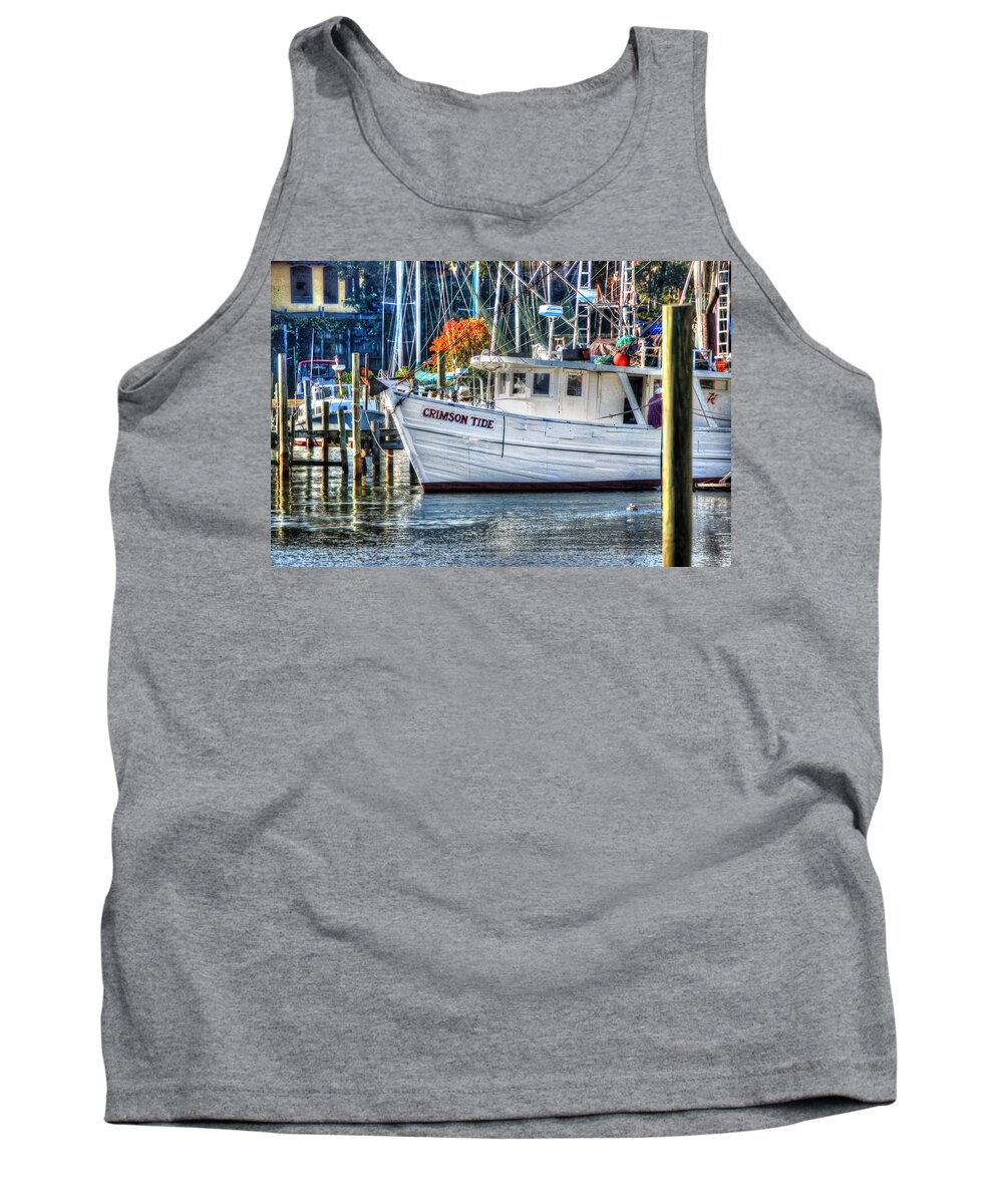Alabama Tank Top featuring the painting Crimson Tide in Harbor by Michael Thomas
