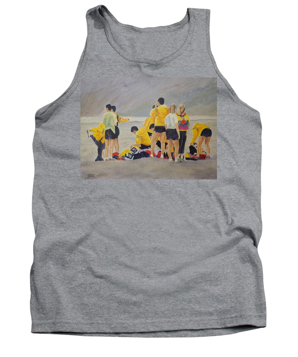 Running Tank Top featuring the painting Cross Country Beach Run by Richard Faulkner