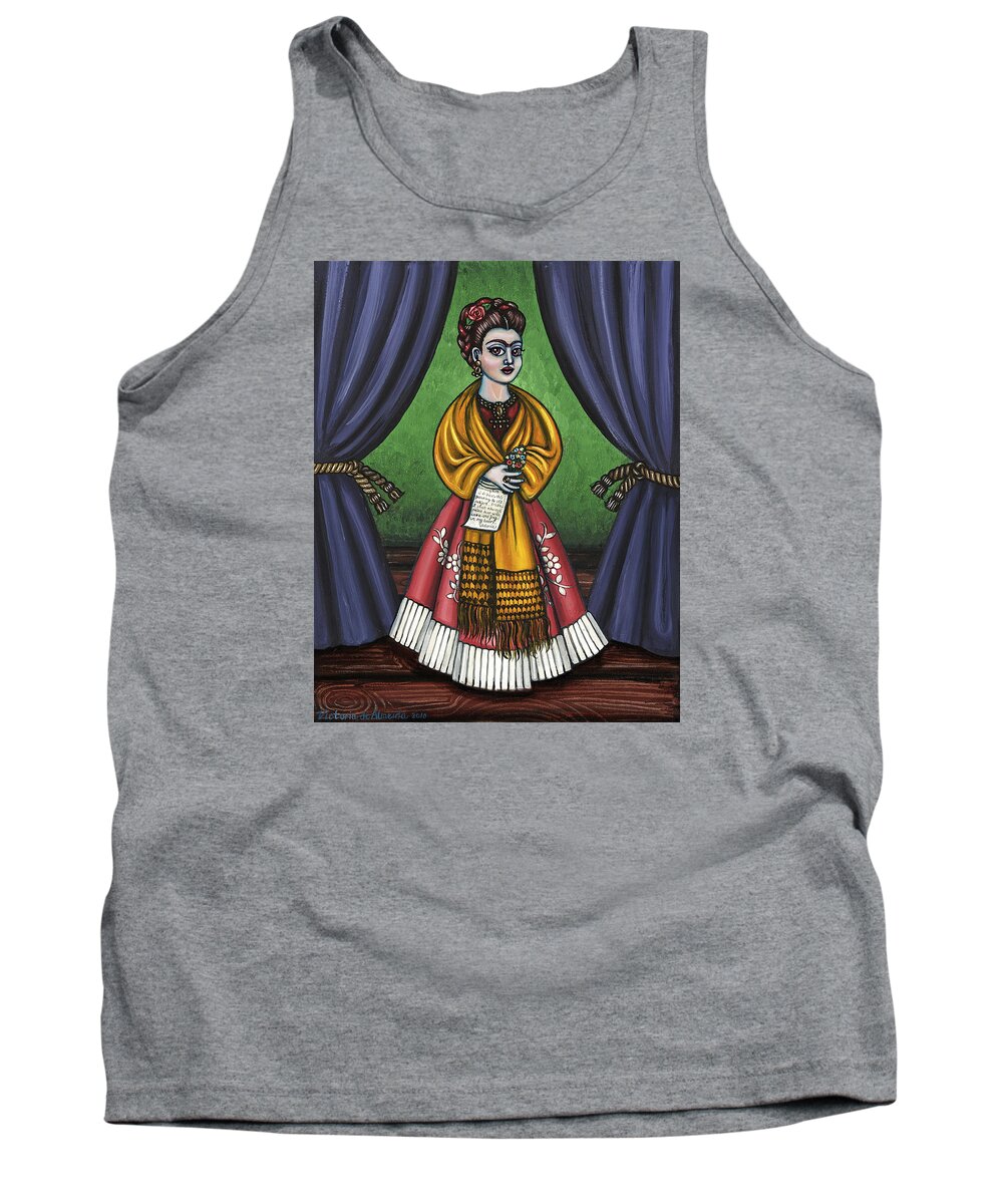 Folk Art Tank Top featuring the painting Curtains for Frida by Victoria De Almeida