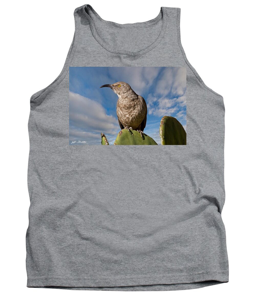Animal Tank Top featuring the photograph Curve-Billed Thrasher on a Prickly Pear Cactus by Jeff Goulden