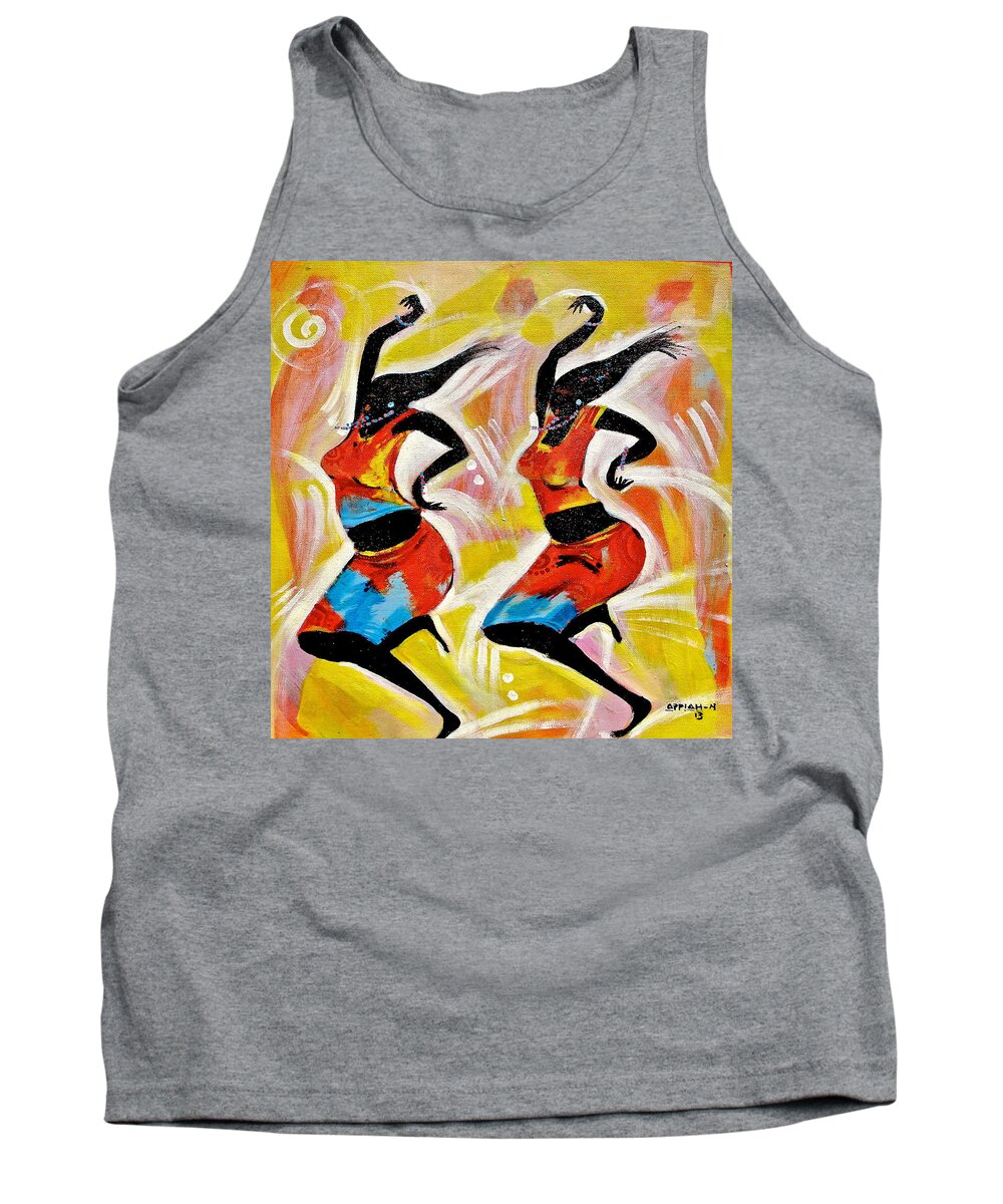 Appiah Ntiaw Tank Top featuring the painting Dancers by Appiah Ntiaw