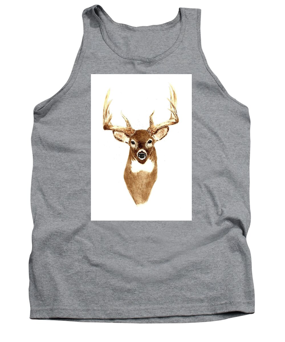 Deer Tank Top featuring the painting Deer - Front View by Michael Vigliotti