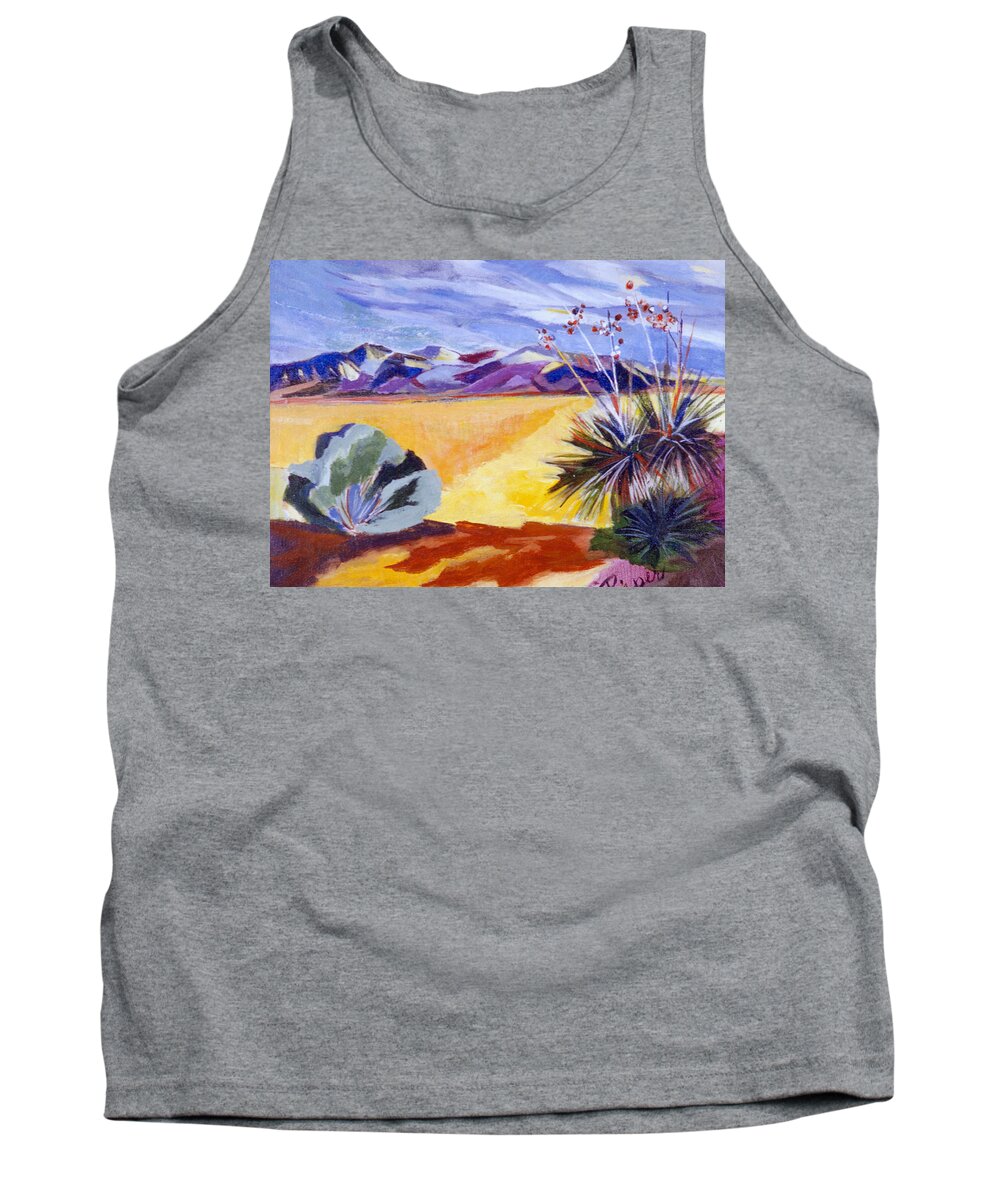 Desert Tank Top featuring the painting Desert and Mountains by Betty Pieper