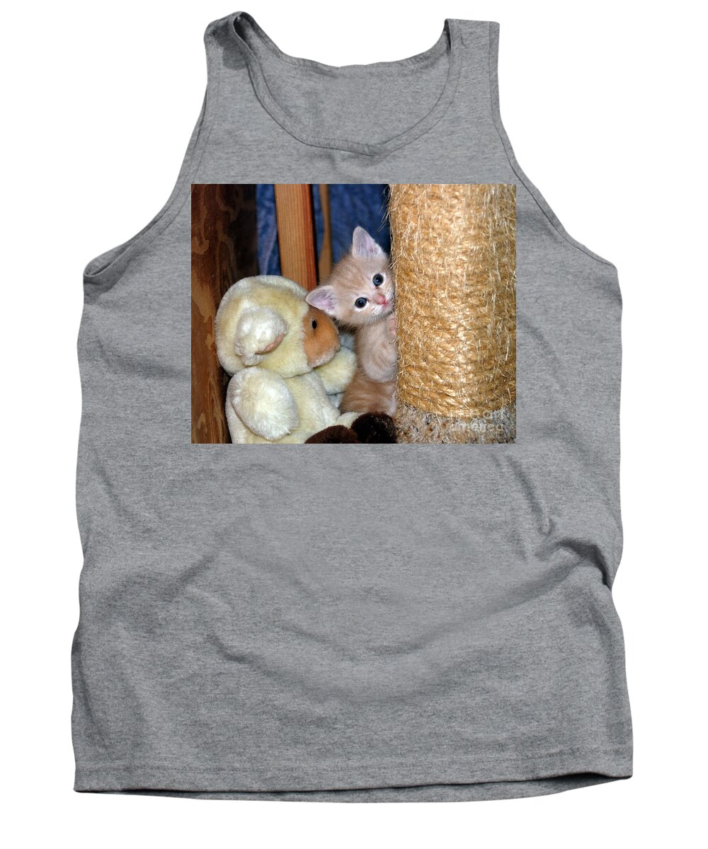 Cats Tank Top featuring the photograph Dionne and the Bear by John Greco