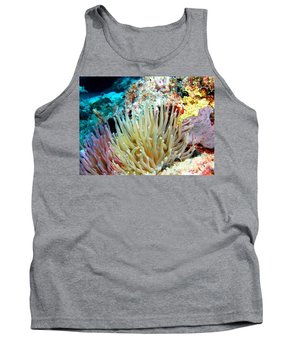 Nature Tank Top featuring the photograph Double Giant Anemone and Arrow Crab by Amy McDaniel
