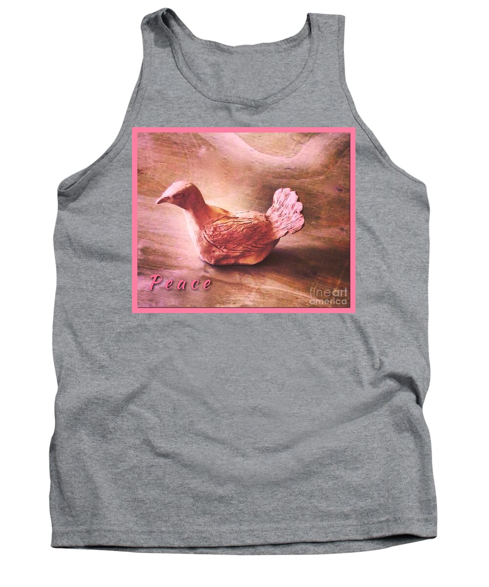 Pink Sculpture Tank Top featuring the mixed media Dove of Peace in Pink by Joan-Violet Stretch