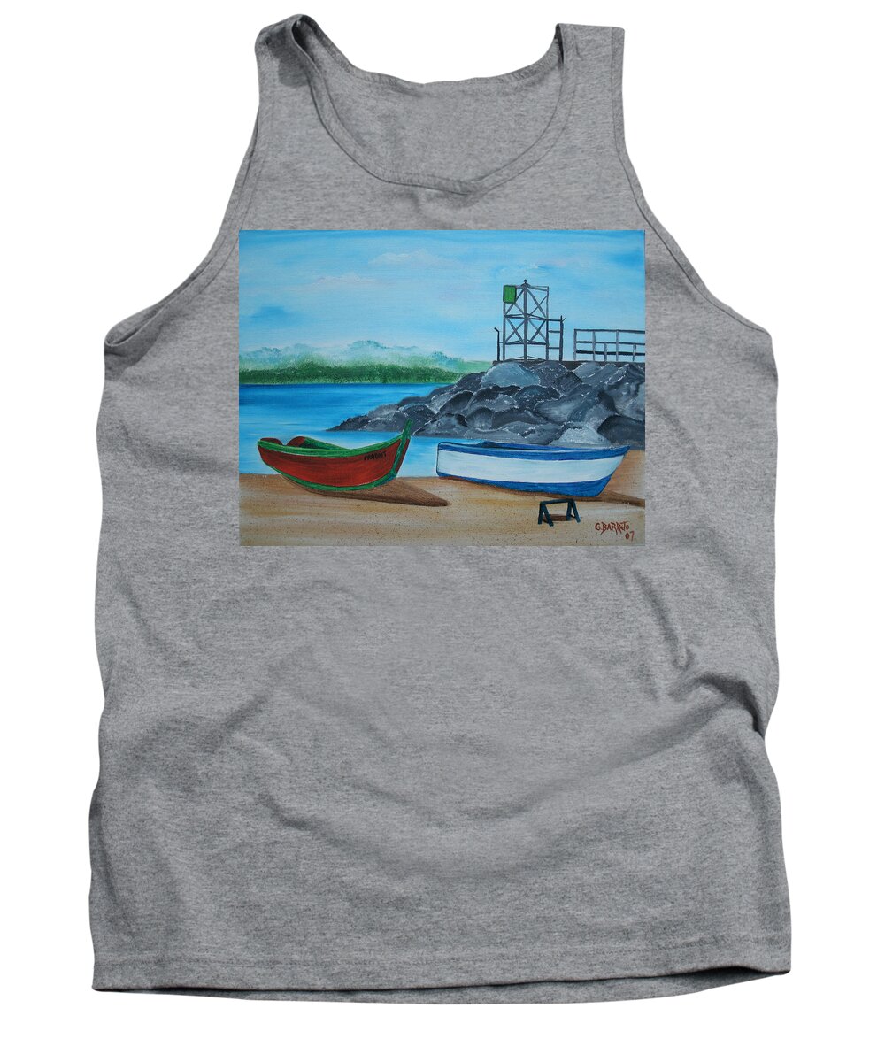 Downtown Aguadilla Tank Top featuring the painting Downtown Aguadilla by Gloria E Barreto-Rodriguez