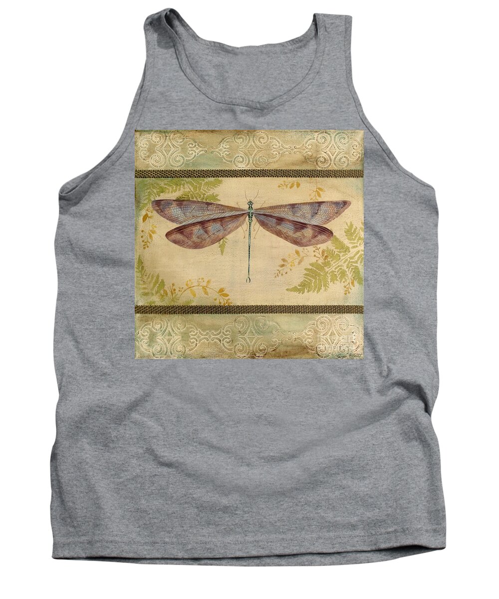 Acrylic Painting Tank Top featuring the painting Dragonfly Among the Ferns-3 by Jean Plout
