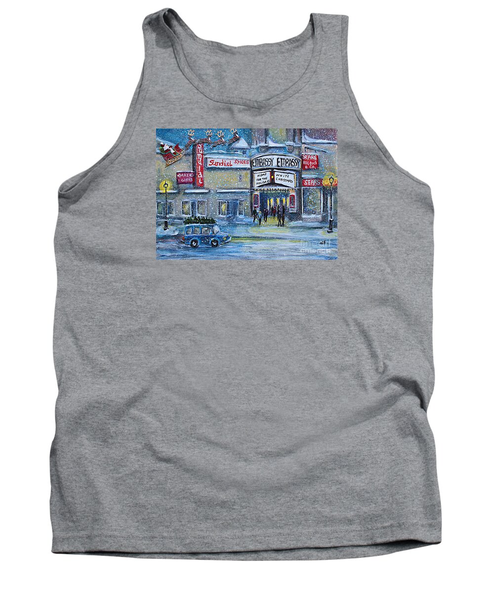 Embassy Theatre Tank Top featuring the painting Dreaming of a White Christmas by Rita Brown