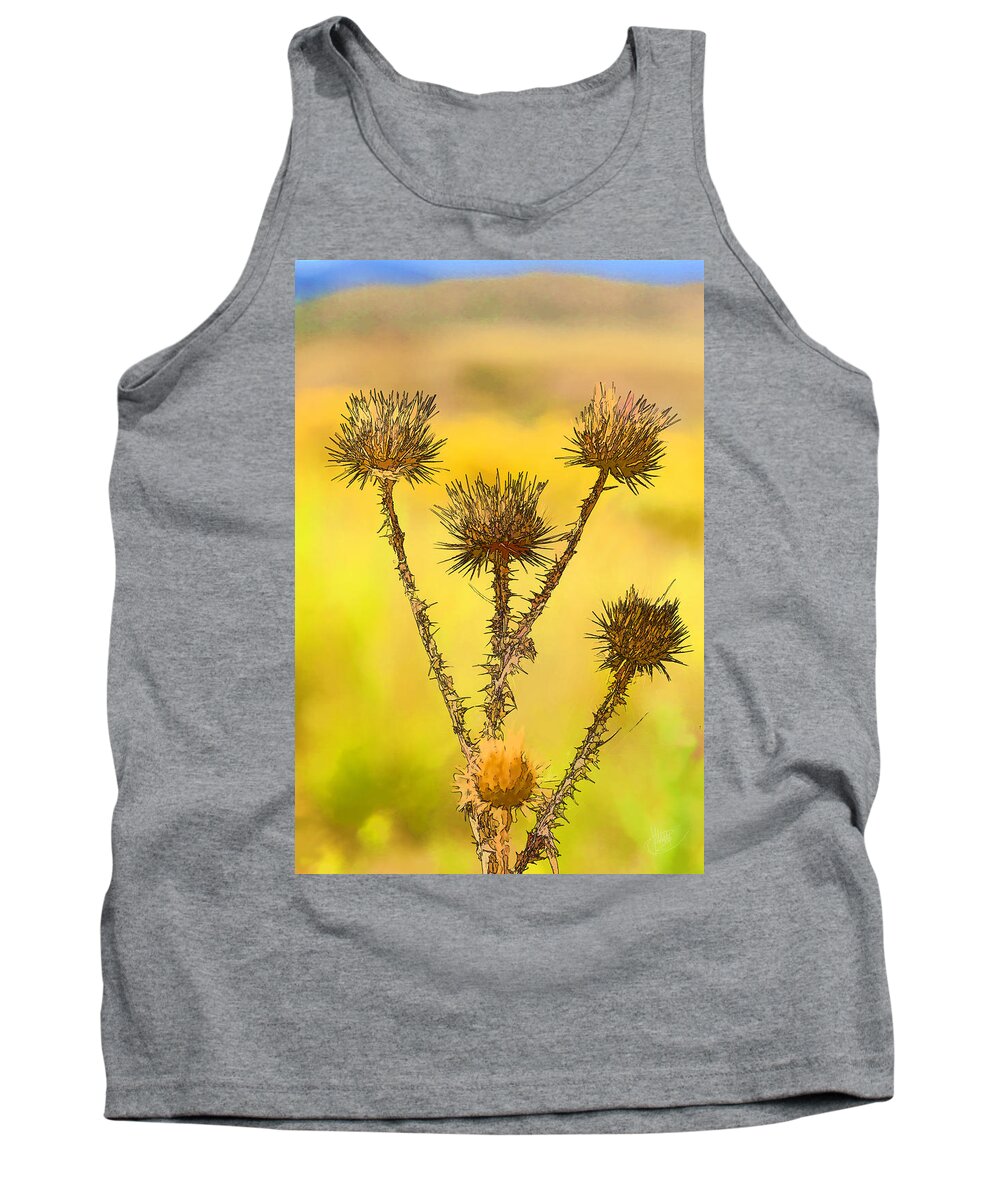 Wildflower Tank Top featuring the photograph Dry Brown Thistle by Jerry Nettik