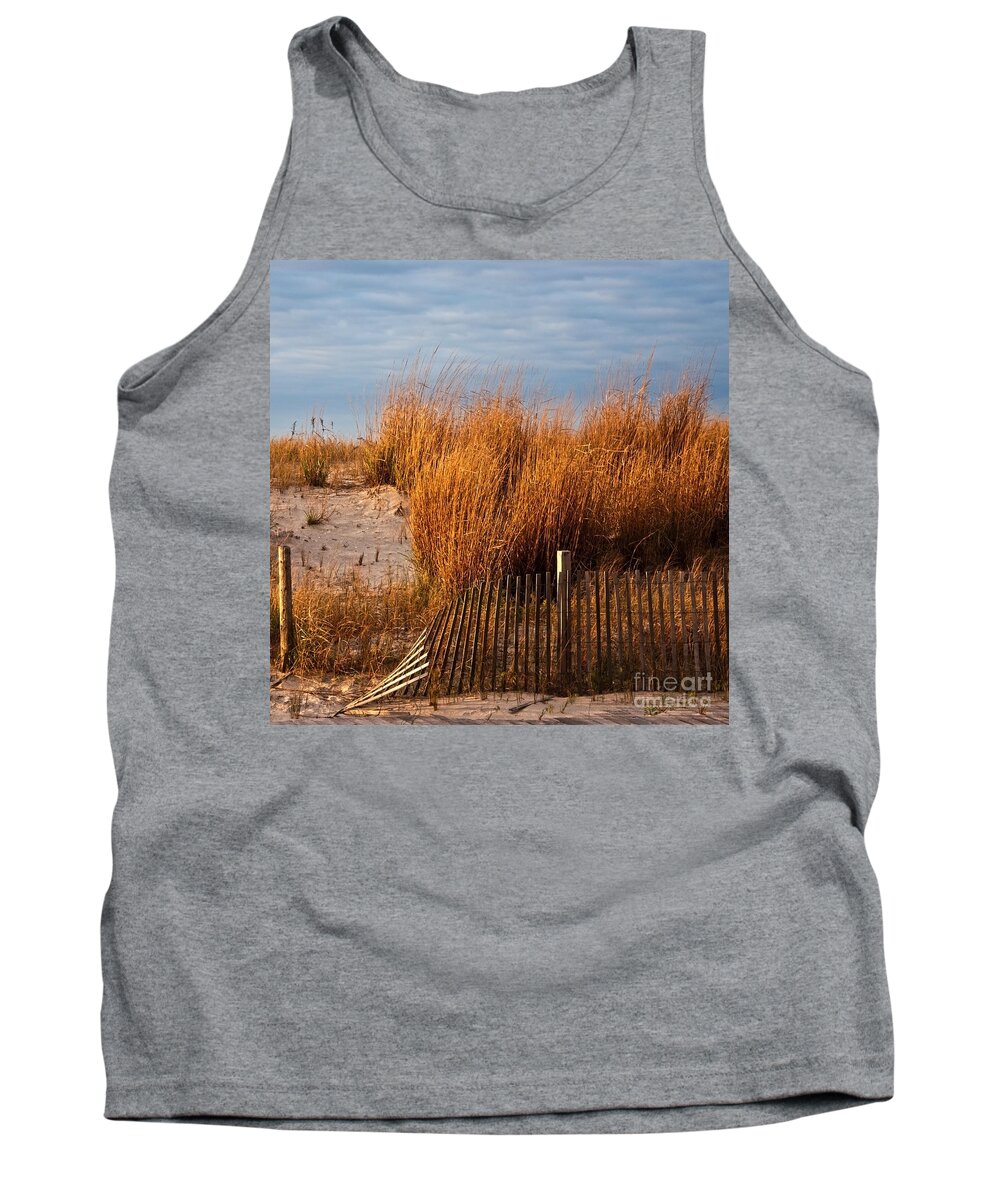 Dune Tank Top featuring the photograph Dune Fence by Debra Fedchin