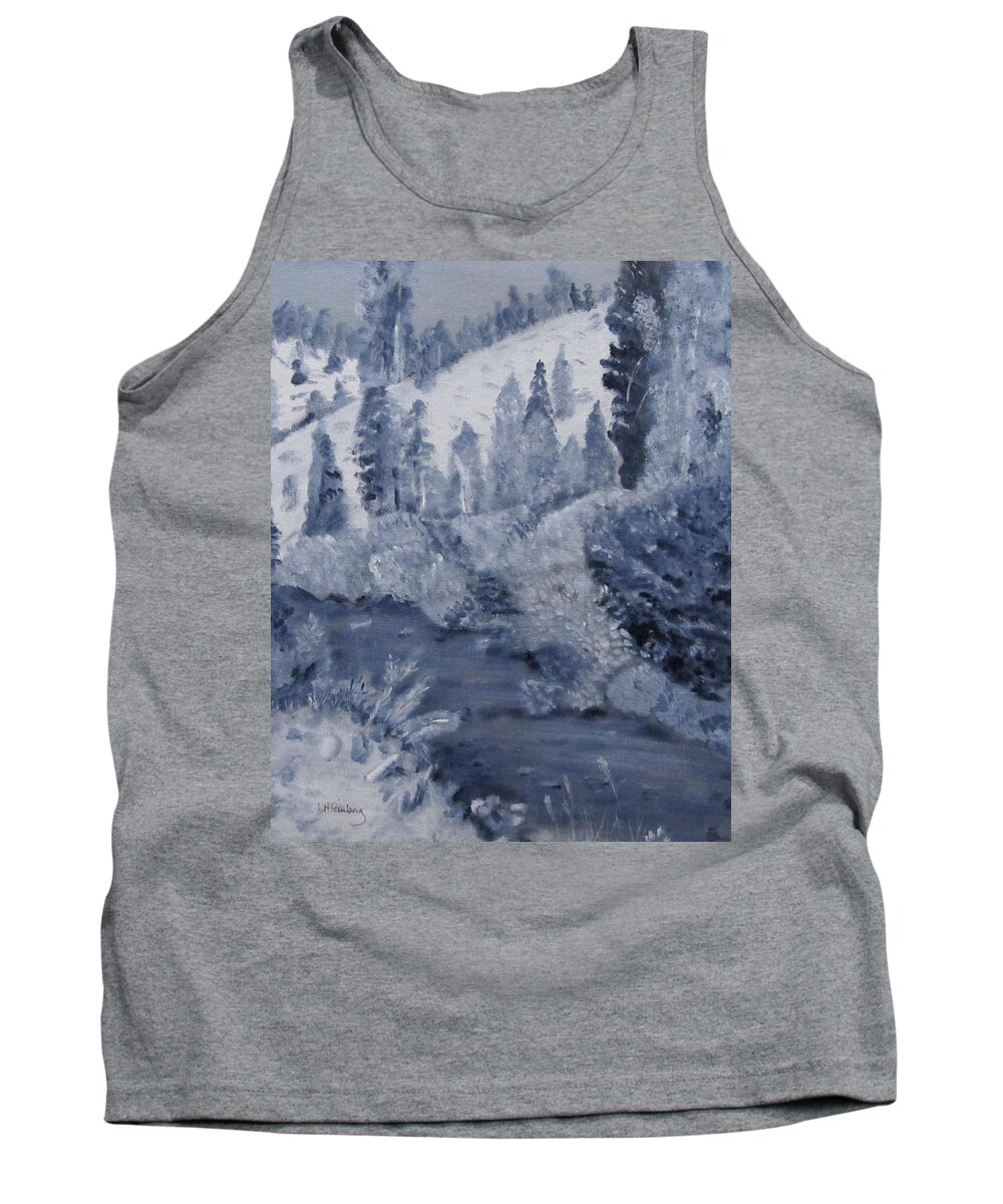 Edna Creek Tank Top featuring the painting Edna Creek monochrome by Linda Feinberg