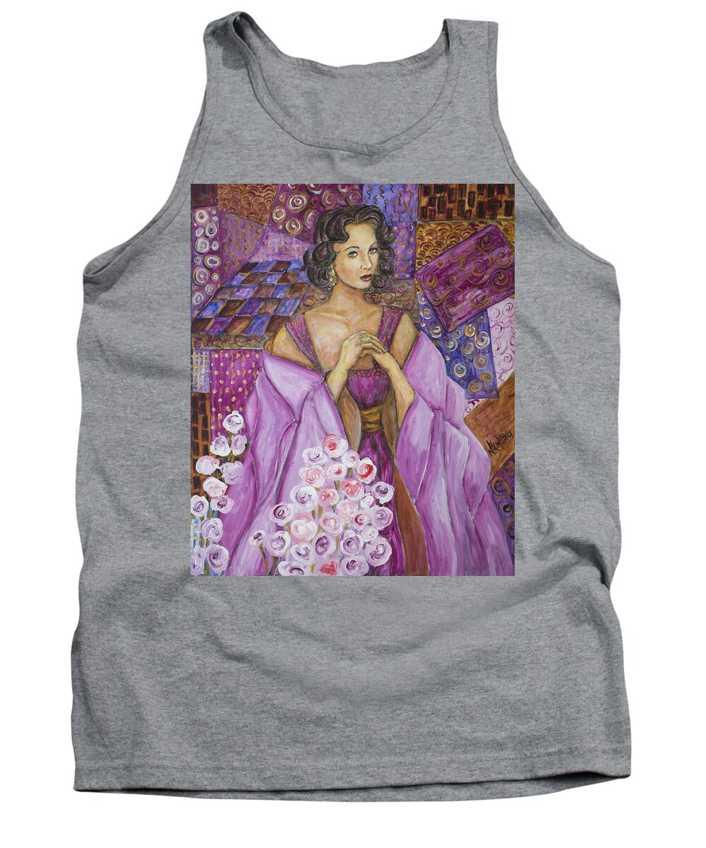 Elizabeth Taylor Tank Top featuring the painting Elizabeth Taylor Screen Goddess by Nik Helbig