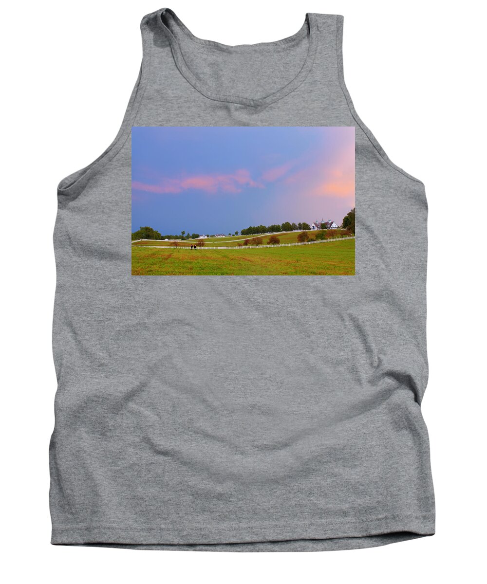 Farm Tank Top featuring the photograph Evening at a horse farm by Alexey Stiop