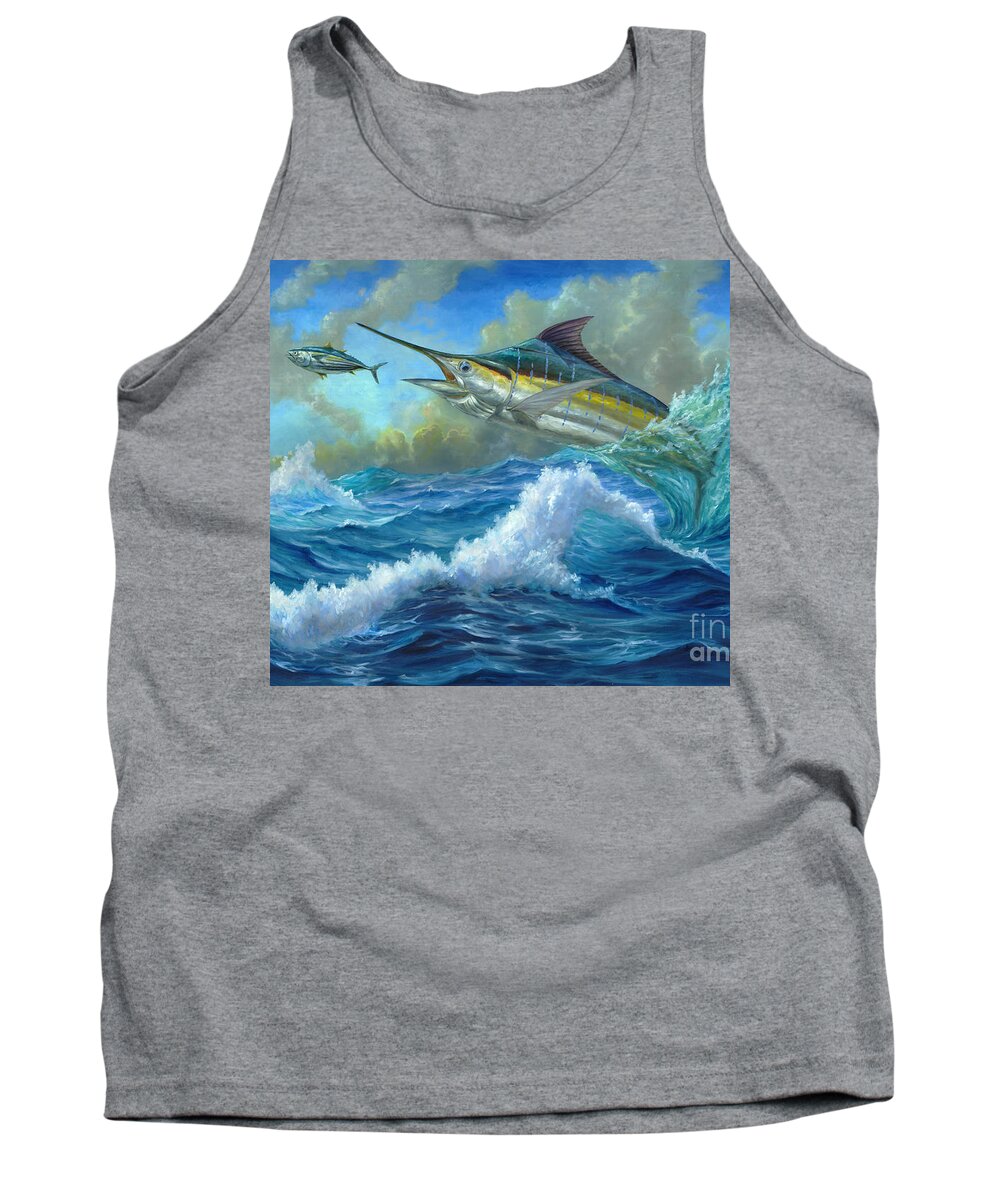 Blue Marlin Tank Top featuring the painting Evening Meal by Terry Fox
