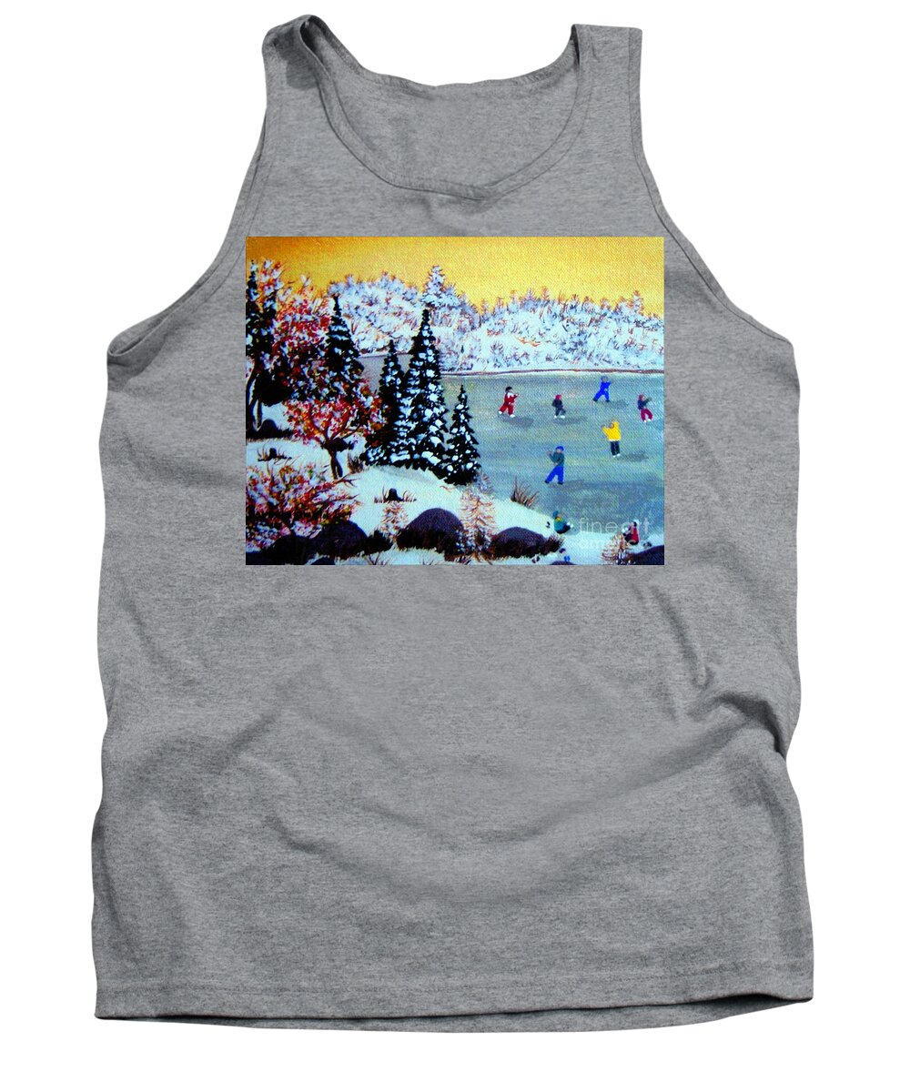 Evening Skating Tank Top featuring the painting Evening Skating by Barbara A Griffin