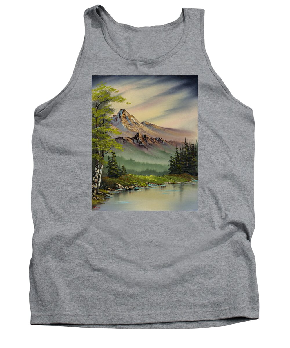 Landscape Tank Top featuring the painting Evenings Peace by Chris Steele