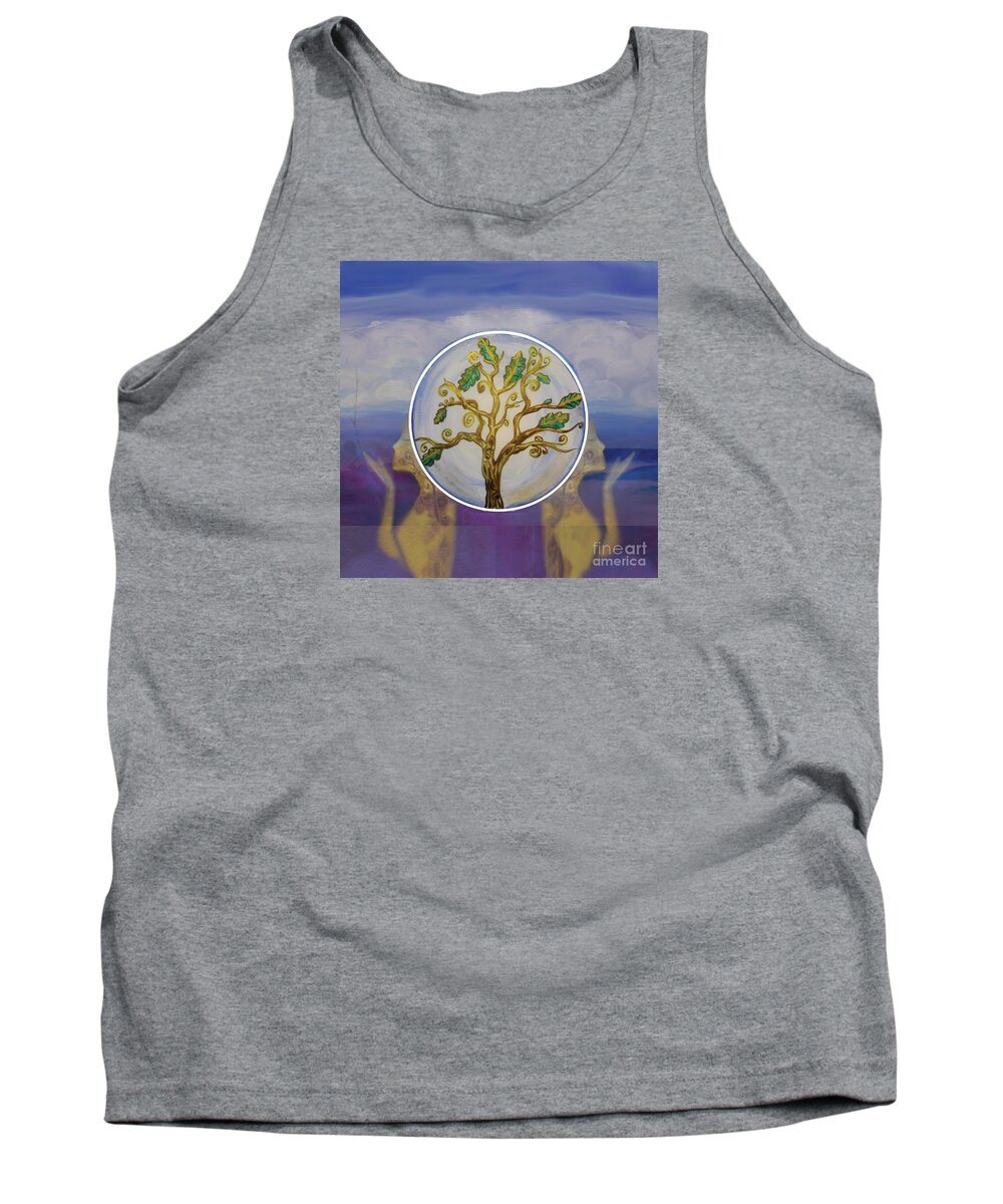 Young Tree Tank Top featuring the painting Exploring by Shelley Myers