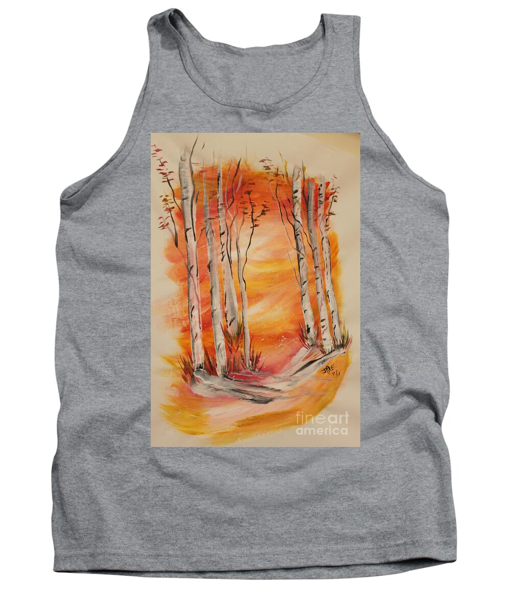Aspen Tank Top featuring the painting Fall Aspen on Paper by Janice Pariza
