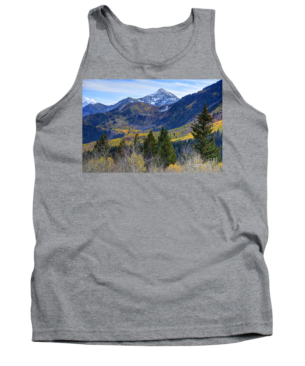 Wasatch Mountains Tank Top featuring the photograph Fall at Cascade Peak and Sundance from Alpine Loop by Gary Whitton