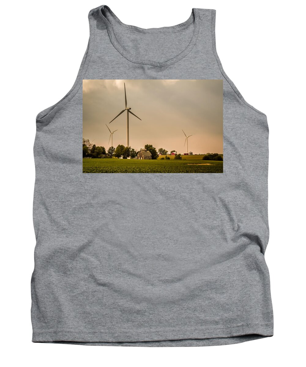 Alternative Energy Tank Top featuring the photograph Farms and Windmills by Ron Pate