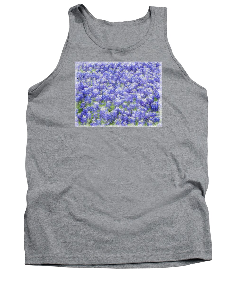 Bluebonnet Tank Top featuring the photograph Field of Bluebonnets by Kathy Churchman