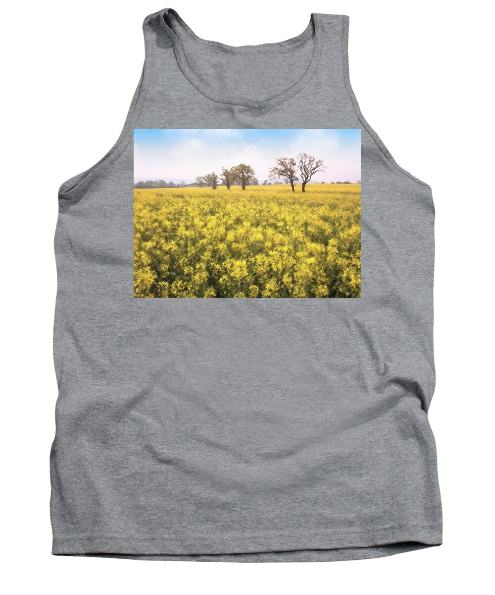 Yellow Tank Top featuring the photograph Fields of yellow by Ron Harpham