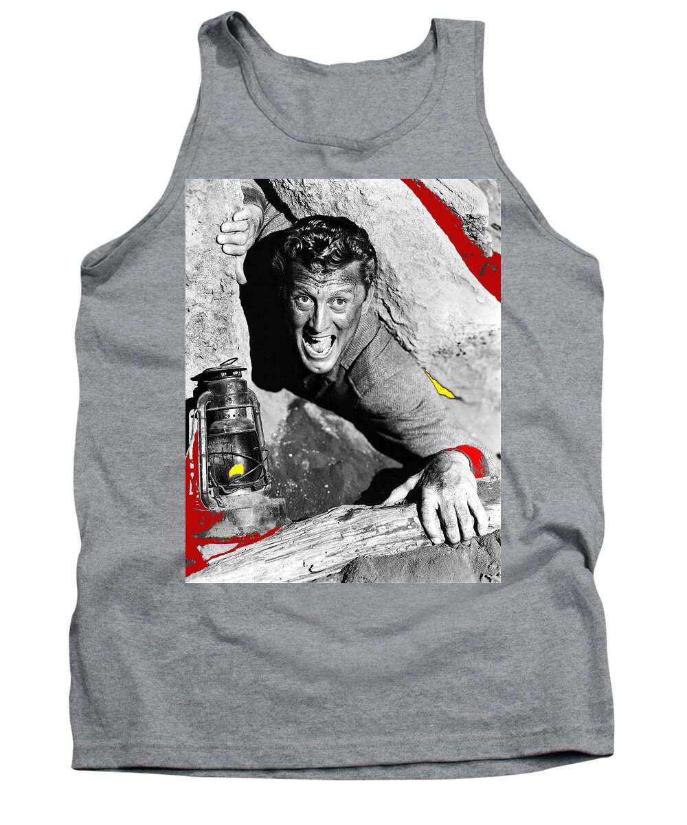 Film Noir Ace In The Hole Kirk Douglas With Lantern 1951 Tank Top featuring the photograph Film noir Ace in the Hole Kirk Douglas with lantern 1951-2014 by David Lee Guss