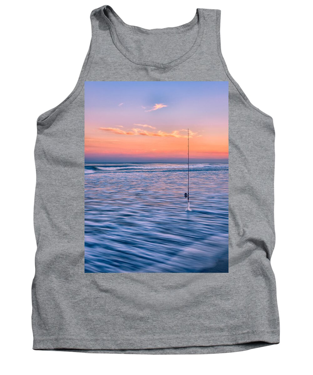 Fishing Tank Top featuring the photograph Fishing the Sunset Surf - Vertical Version by Mark Rogers